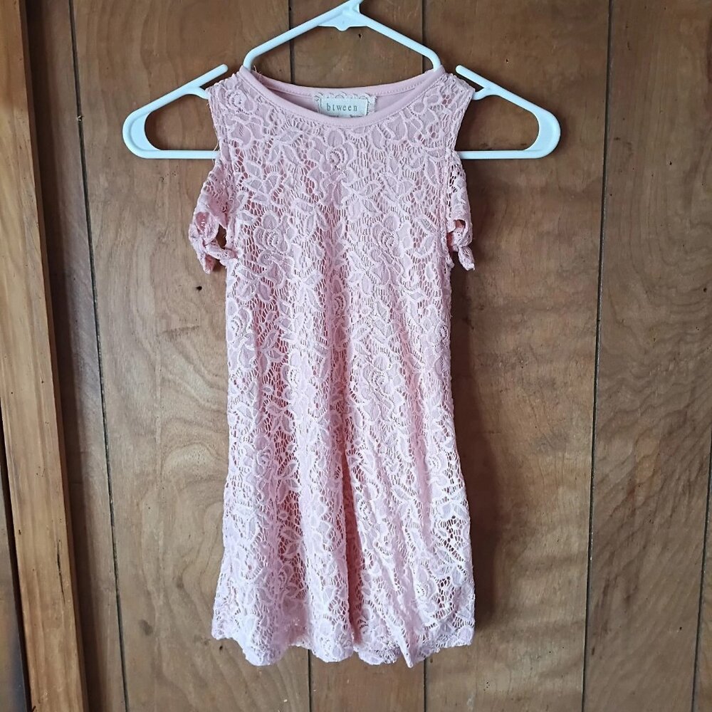 btween Girls Pink Lace Cold Shoulder Dress Size 6 A-Line Party Easter Spring